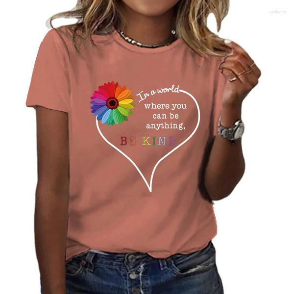 Camisetas para hombre, camiseta para mujer, jersey con estampado de amor colorido, blusa de manga corta a la moda para mujer, Top corto 2023 Y2k