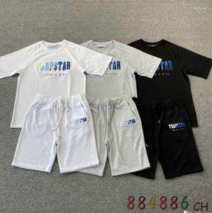 T-shirts masculins Broderie de serviette bleu blanc trapstar Broderie à manches courtes Set Spring Summer Streetwear T-shirt Mouvement Current 5512ess
