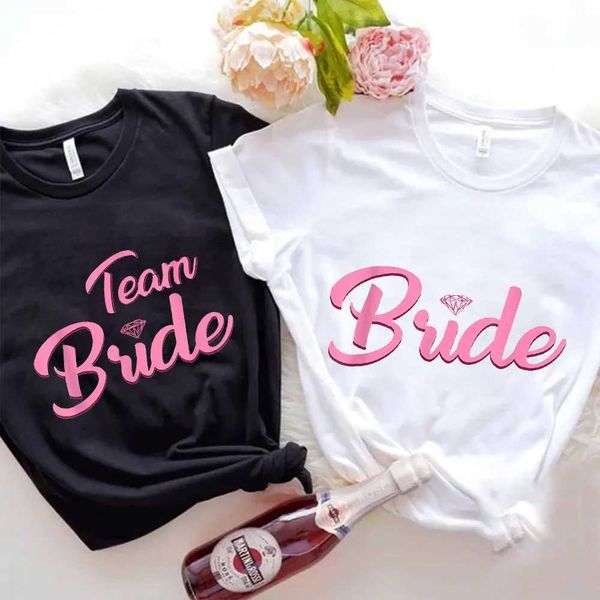 Camisetas masculinas Mujeres Team Bride Tamishs Bachelorette Wedding Hen Do Party Tshirts Propuesta de dama de honor regalo Top Shower Shower Squad TS T240515