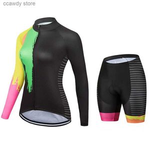 T-shirts voor heren dames mode Long Seve Cycling Jersey Sets 2024 Conjunto Finino Ciclismo Korte broek Gel Pad Summer H240407