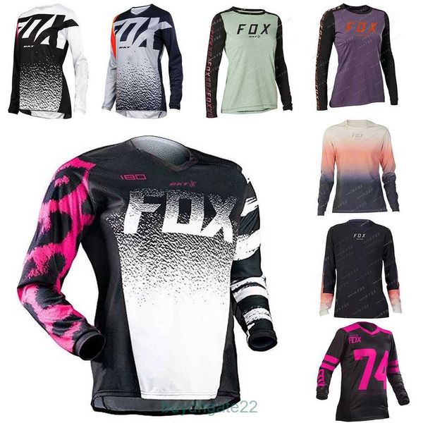 Camisetas para hombres Jerseys para mujer Mangas largas MTB Bat Fox Downhill Bike Camisas Offroad Dh Motocicleta Jersey Motocross Sportwear Ropa E835