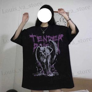 T-shirts pour hommes T-shirt gothique hip-hop strtwear tops diable angel dark vintage imprime été goth t-shirt oversize t-shirt tops décontracté t240419