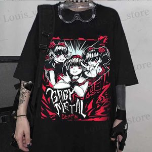 T-shirts masculins T-shirt pour femmes Strt Gothic T-shirt Summer New Style INS HARAJUKU PLUS TIME IMPRESSION LOBE T TOP PUNK FEMPS THIRT OVISIDE T240419
