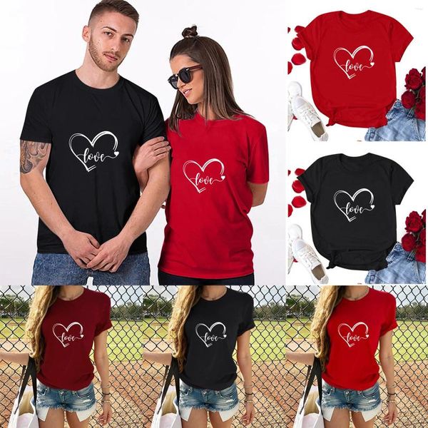 Camisetas para hombre para mujer, camisetas de manga de San Valentín, amor a juego, cortas para parejas, blusa, regalos, estampado para mujer