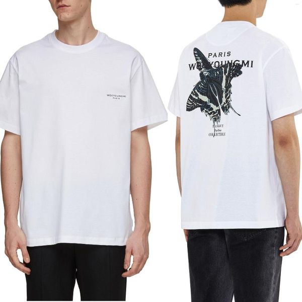 Camisetas para hombre Wooyoungmi, camiseta con estampado coreano para mujer WYM, camiseta de diseñador de lujo de verano con mariposas, camiseta de gran tamaño a la moda 2023