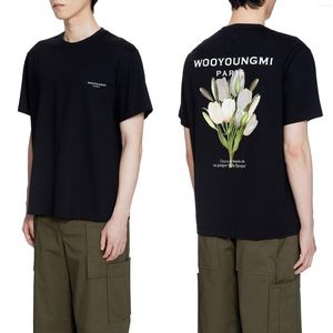 T-shirts pour hommes Wooyoungmi Imprimer WYM T-shirt en coton Chemise de créateur de luxe Style coréen Hommes Femmes Summer Fit Oversize Flower Fashion Tee