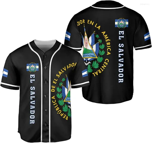 Camisetas para hombre, camiseta de fibra de malla con estampado 3D de béisbol mundial de El Salvador, camisetas, ropa de calle para hombre, chándal deportivo de manga corta