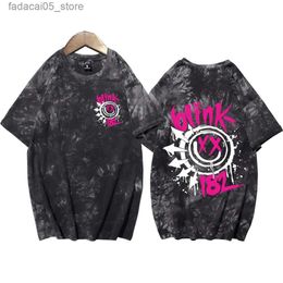 Heren T-shirts World Tour 2024 Blink 182 Fan Shirts Tie Dye Ronde Hals Korte Mouw Man Vrouw T-shirt Fans Gift Q240131