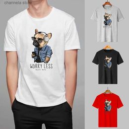 Camisetas para hombres Preocuparse menos Imprimir Música Diseño de perro Camiseta para hombre Hombre / Mujer Unisex Algodón Manga corta 7 colores Streetwear Camisetas de verano T240227