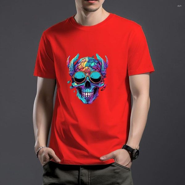 Hommes T-shirts WSFEC S-4XL Chemise Pour Hommes Vêtements Casual Sport À Manches Courtes Coton Respirant Top Mode Imprimé Crâne Motif Graphique T-shirt