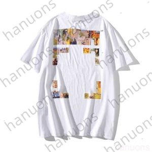 T-shirts voor heren Xia Oil Painting Arrow Print korte mouw en damesronde nek t-shirt paar losse bedrukte letter x op de achterkant