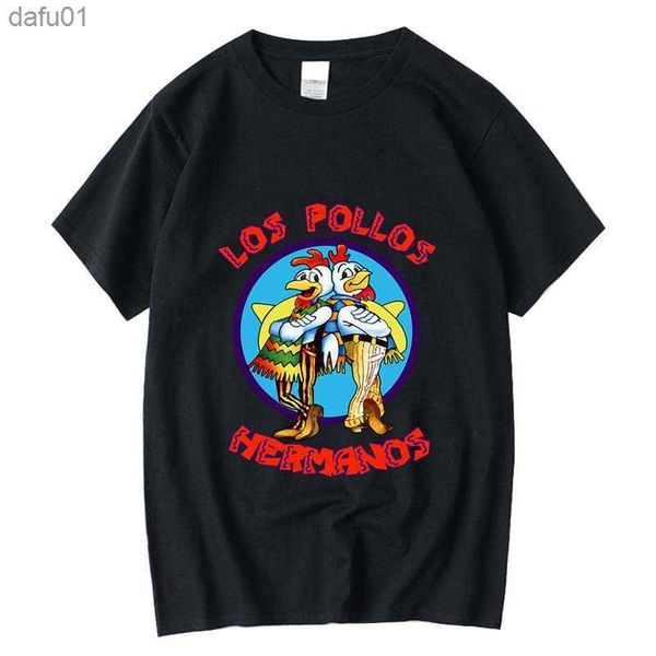 T-shirts pour hommes XIN YI T-shirt de haute qualité pour hommes 100% coton Breaking Bad LOS POLLOS Chicken Brothers imprimé décontracté t-shirt drôle t-shirts pour hommes L230520