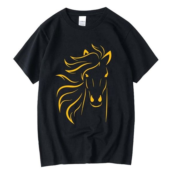 Camisetas para hombre Camiseta XIN YI de alta calidad 100 algodón con estampado de cabeza de caballo dorada informal holgada con cuello redondo para hombre camiseta de manga corta top masculino 230329