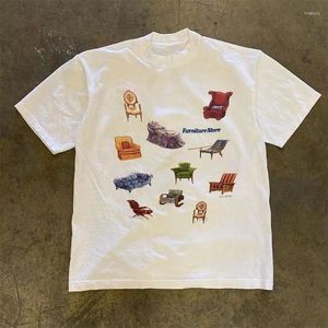 T-shirts pour hommes Y2K Esthétique Gothic Fashion Casual Vintage Chaises médiévales Imprimer T-shirt surdimensionné Tops à manches courtes Femmes Kawaii Vêtements