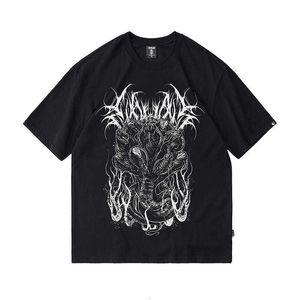 Heren T-shirts y2k kleding Vrouwen T-shirt emo Harajuku Top Harajuku Retro Koreaanse stijl Black Demon Punk Gothic Print Kleding Grote matenTops 230627