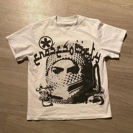 Heren t shirts y2k katoenen t-shirt grunge goth Harajuku grafische print o-neck tee hiphop streetwear losse korte mouw punk vintage top