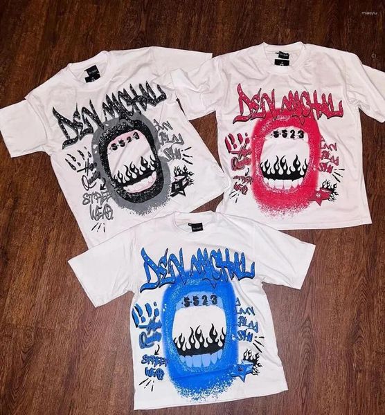 T-shirts masculins y2k imprimé graphique graphique européen et américain rétro grand motif hip-hop punk harajuku