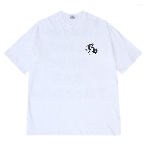 Camisetas de hombre Y2K, camisetas de algodón de verano con estampado de letras, camisetas informales holgadas de manga corta, camiseta holgada de estilo Hip Hop con cuello redondo Harajuku de gran tamaño