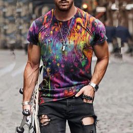 T-shirts pour hommes Y2K Summer Mens Mode 3D Graffiti coloré T-shirt à manches courtes Vintage Casual Hommes Streetwear Chemise gothique Homme Stich