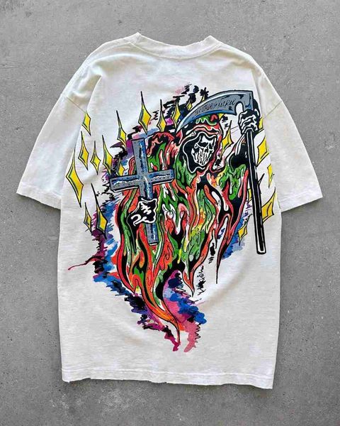 T-shirts pour hommes Y2K T-shirt Harajuku Hip Hop Cartoon Graphic Print Gothic T-shirt surdimensionné Hommes Femmes 2023 Nouvelle mode japonaise à manches courtes Topyolq