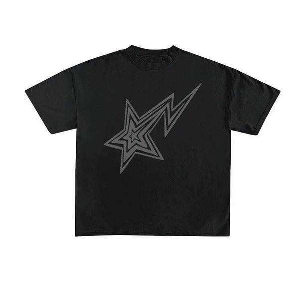 T-shirts pour hommes Y2K T-shirt Hip Hop Star Imprimé Graphique Chemise À Manches Courtes Hommes Femmes 2023 Hot New Harajuku Punk Rock Tops Surdimensionnés Streetwear Z0421