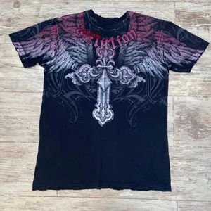 T-shirts masculins Y2K Tshirt Nouvelle aile rétro Printing surdimensionné Punk Hip Hop T-shirt Femmes Courts gothiques Slved Tops Strtwear H240429