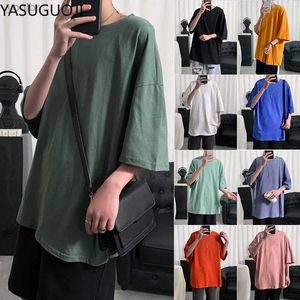 T-shirts masculins Yasuguoji T-shirt surdimensionné plain pour hommes pour hommes Fitness Flasing Casual Lifestyle Vêtements pour hommes Street Street Hip-Hop Topl2405