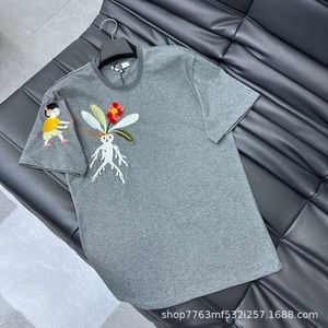 Heren T-shirts Jaar modieus veelzijdige handgemaakt 3D-cluster borduurwerk contrasterende kleur draadkraag casual korte mouwen t-shirt