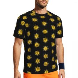 T-shirts pour hommes Jaune Graphique Sun Sportswear T-shirt Été Rétro Imprimer Streetwear Hip Hop T-shirt pour hommes Tops personnalisés Plus Taille