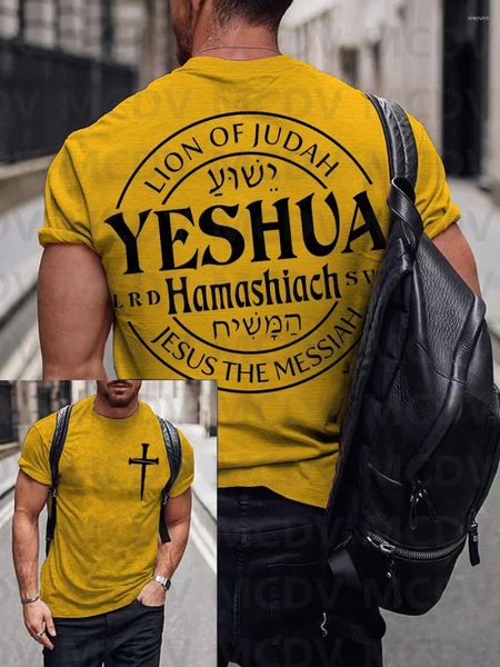 Camisetas para hombre Yeshua Hamashiach Jesús el Mesías León de Judá fe camiseta con estampado cruzado
