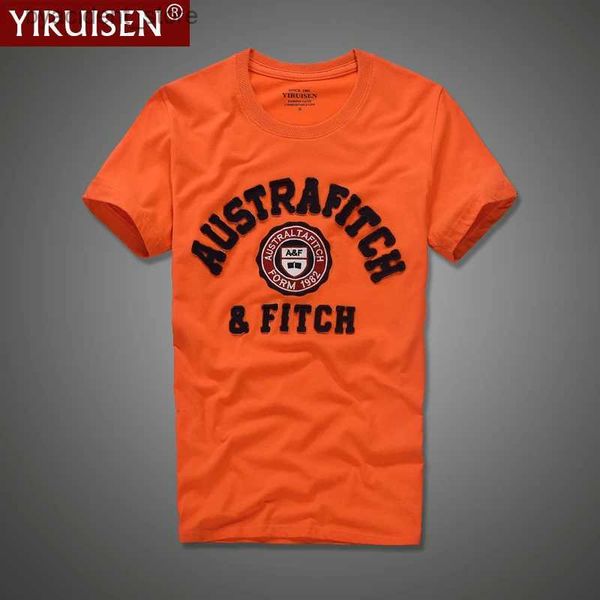 T-shirts hommes Yiruisen 100% coton à manches courtes T-shirt Hommes Marque Vêtements Lettre Applique Design Mens O-Cou Mode Top Tees Hollistic L240304