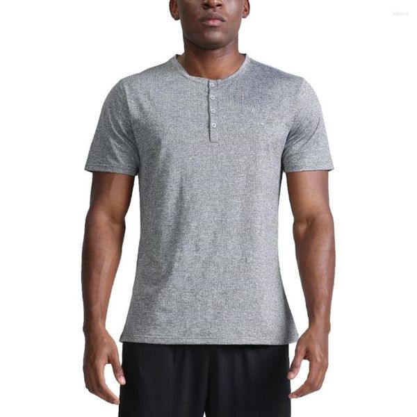 Camisetas para hombre, ropa deportiva para equipo de Yoga, camiseta para correr y entrenar con cuello redondo, malla transpirable de secado rápido para exteriores