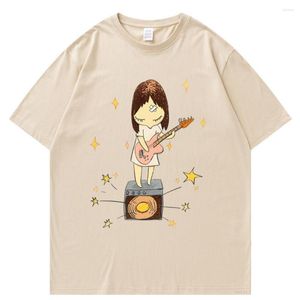 T-shirts pour hommes Yoshitomo Nara guitare été hommes coton T-shirt femmes décontracté surdimensionné à manches courtes T-shirt homme vêtements