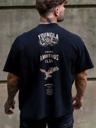 Camisetas para hombres Young LA Camina corta Manga Mens Fitness Impresión Grande 100%Camas