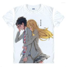 Camisetas para hombre Your Lie In April Camiseta con estampado de anime Miyazono Kaori Arima Kousei Cosplay Camisetas Moda Tops Verano Casual Hombres Camisetas Camiseta