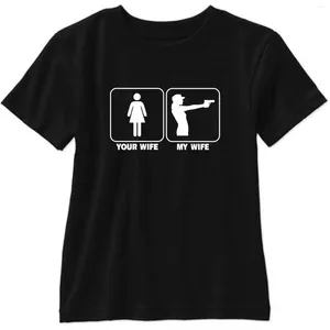 T-shirts pour hommes Votre femme Mon tireur Chemise à manches courtes Tee Ar15 1911 M9 2Nd M16 Mode Hommes Classique Tops Drôle Casual