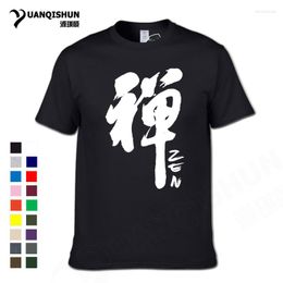 Heren t shirts yuanqishun 2023 Chinese kalligrafie "zen" woord t-shirt hoogwaardige china cultuur print shirt mode street t-shirt