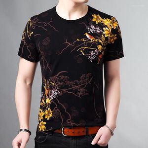 T-shirts pour hommes YXL62-5886 Ink Birds Motif Impression Boutique Chemise à manches courtes Été 2023 Top Qualité Coton Mode Luxe Hommes