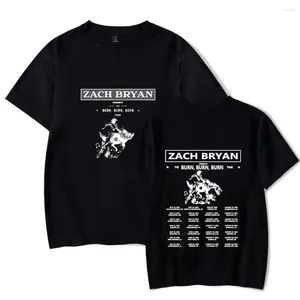 Heren T-shirts Zach Bryan T-shirt 2024 The Burn Tour Merch Fashion Crewneck Short Sleeve Streetwear Men Women Hip Hop Cles