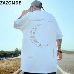 Men S t Shirts Zazomde Men Moon Print T -stukken Losse oversized T -shirts Casual Fashion Tops Paren Harajuku T -stuk streetwear Hip Hop T 230407