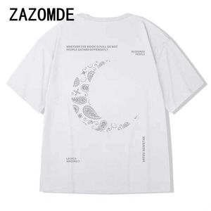 Camisetas para hombres ZAZOMDE Verano Nueva camiseta para mujer Plano Impreso Mangas cortas Personal de gran tamaño Escote Moda Ropa de calle Pareja Camiseta diaria J240221