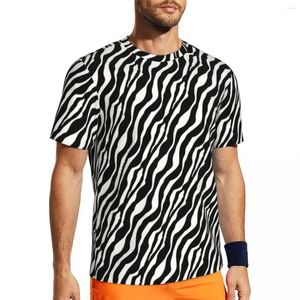 Heren T-shirts Zebra Strepen Running T-shirt Zwart En Wit Trendy Cool Mannelijke Y2K Grappige T-shirt Zomer Korte Mouw ontwerp Tees