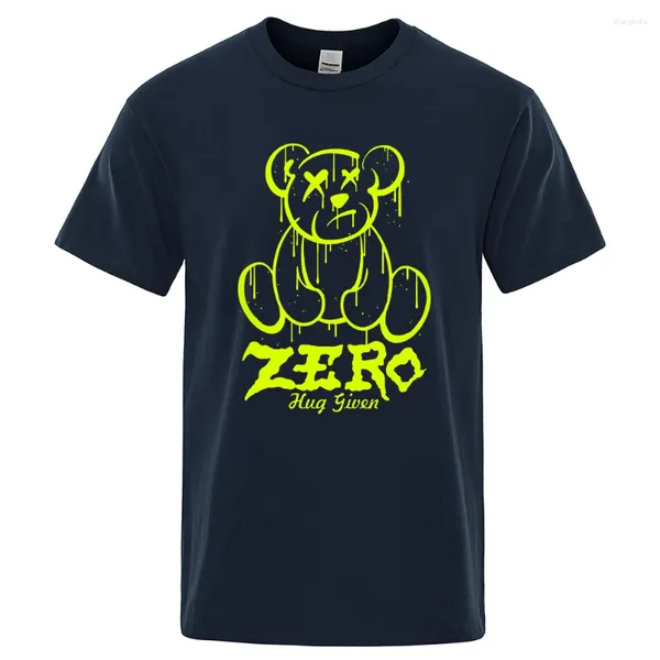 Camisetas para hombres cero abrazo dada oso verde kawaii estampado manga corta camiseta de sudor de sudor de verano ropa hip hop algodón de algodón