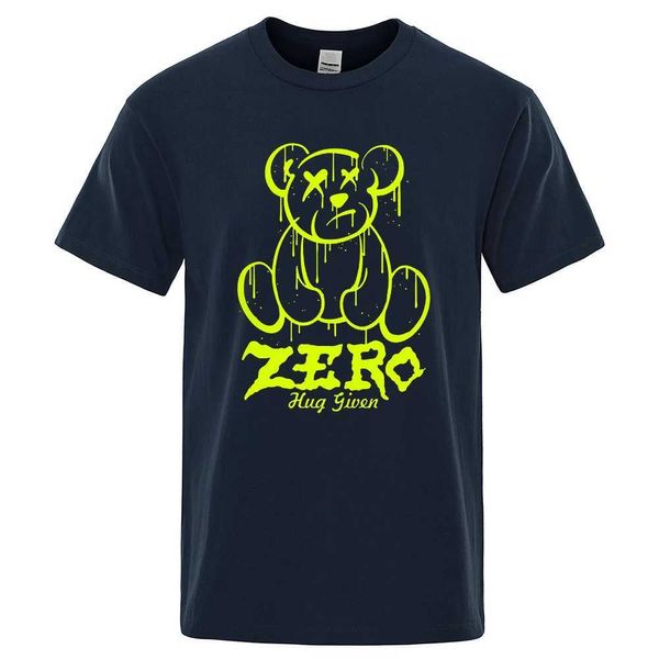 T-shirts masculins zéro câlins donnés GRN Bear Kawaii Imprimé court Slve T-shirt surdimension