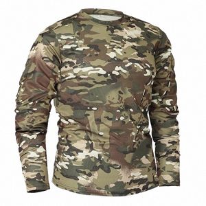 Tactique militaire Camoue Lg SleeveT Shirt Homme Respirant Séchage rapide US Army Combat Full Sleeve Outwear T-shirt S-3XL 006h #