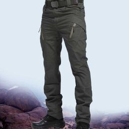 Heren tactische broek multi pocket elastische taille militaire broek mannelijke casual cargo broek mannen kleding slim fit 5XL joggingbroek 210702