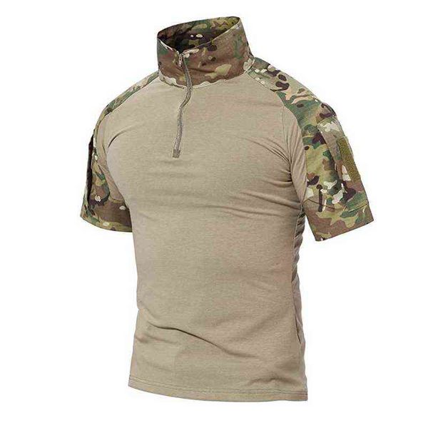 T-shirts tactiques pour hommes Camouflage Armée Uniforme Chasse Travail Chemises À Manches Courtes Assaut Combat Militaire Coton Vêtements Pour Homme L220706