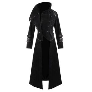 Heren Trackcoats Mode Gothic Hooded Trench Party Kostuum Tailcoat Lange Mouw Jas Casual Hoge Kwaliteit Mens Tops Blouse Nieuw