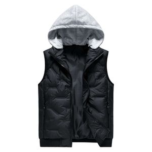 Débardeur pour hommes avec casquette amovible en automne et en hiver, étiquette tendance, épaule ample, poids, chaleur grande taille, gilet en coton pour hommes