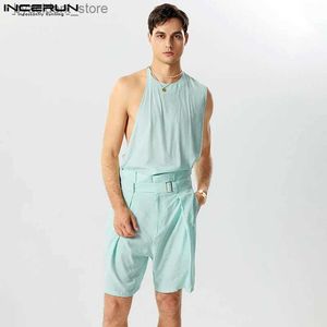 Tanktops voor heren 2023 Sets voor heren Effen kleur Los streetwear O-hals Mouwloos Onregelmatige tanktops Shorts 2 STUKS Heren Casual pakken S-5XL L240319